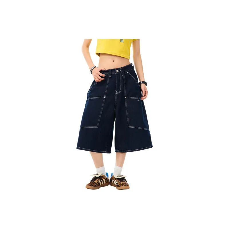 NEVER RULE Denim Shorts Unisex Nostalgic Blue-0