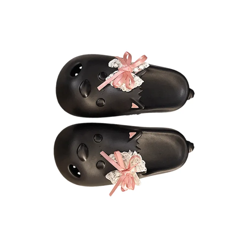 JINGEYU Cute Lace Up Bowknot Casual Puppy Closed Toe Slippers With Platform Height, Soft And Springy Feeling-4
