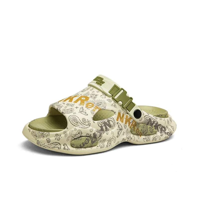 GERTOP Beach Sandals Men Black Orange, White Green, Khaki-10