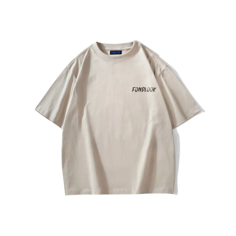 FONDLOOK T Shirts Unisex Light Beige Apricot-1