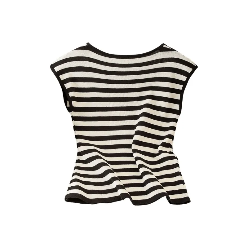 Cypress House Knitwear Women's Black Rice Stripes-1