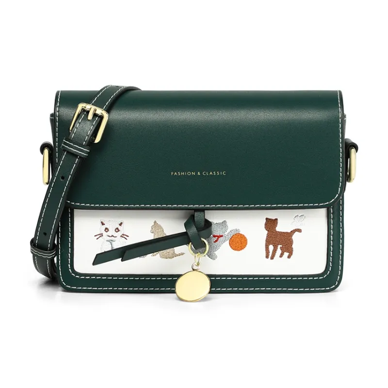 COMELY Cow Leather With Synthetic Leather Shoulder Bag, Crossbody Bag Women's Green-2