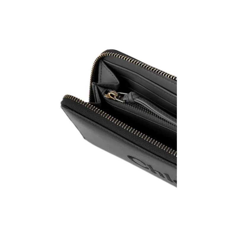 Chloe Shiny Calfskin Wallet Women's Black-4