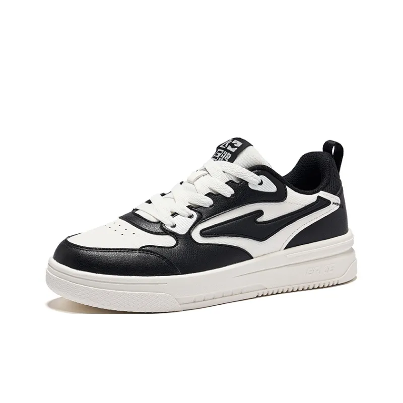 Erke Anti Slip Wear Resistant Low Top Skateboard Shoes Men's Microcrystal White Jet Black-2
