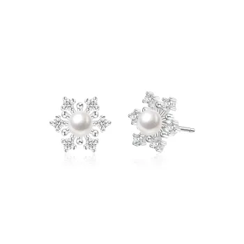 Lao Feng Xiang 925 Sterling Silver Stud Earrings Women's