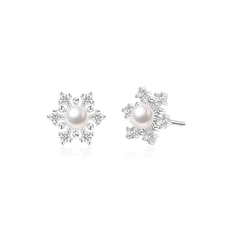 Lao Feng Xiang 925 Sterling Silver Stud Earrings Women's-0