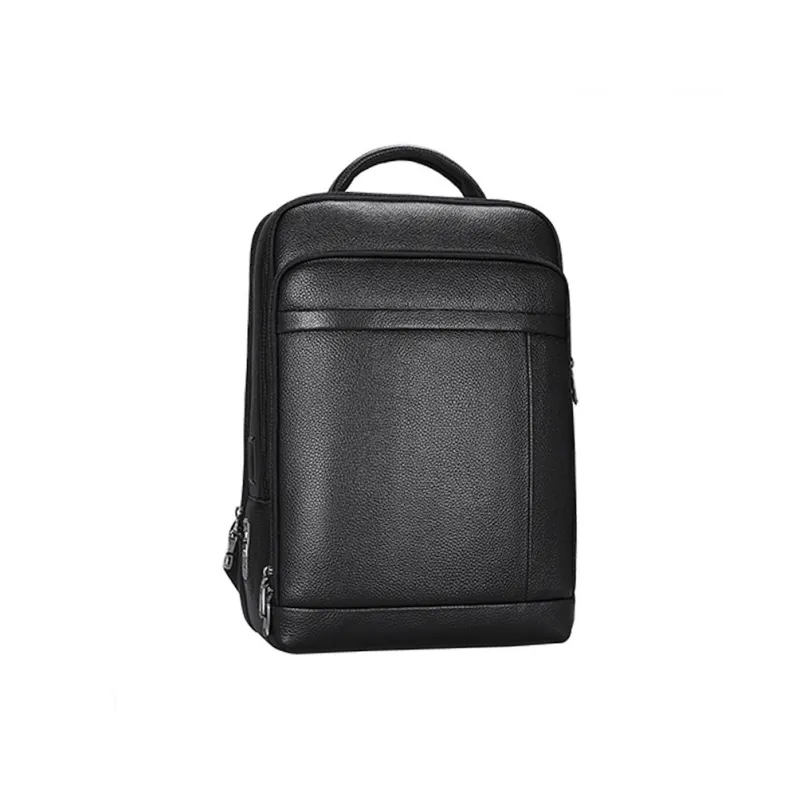 PESASRIE Cow Leather Backpack Men's Black-1