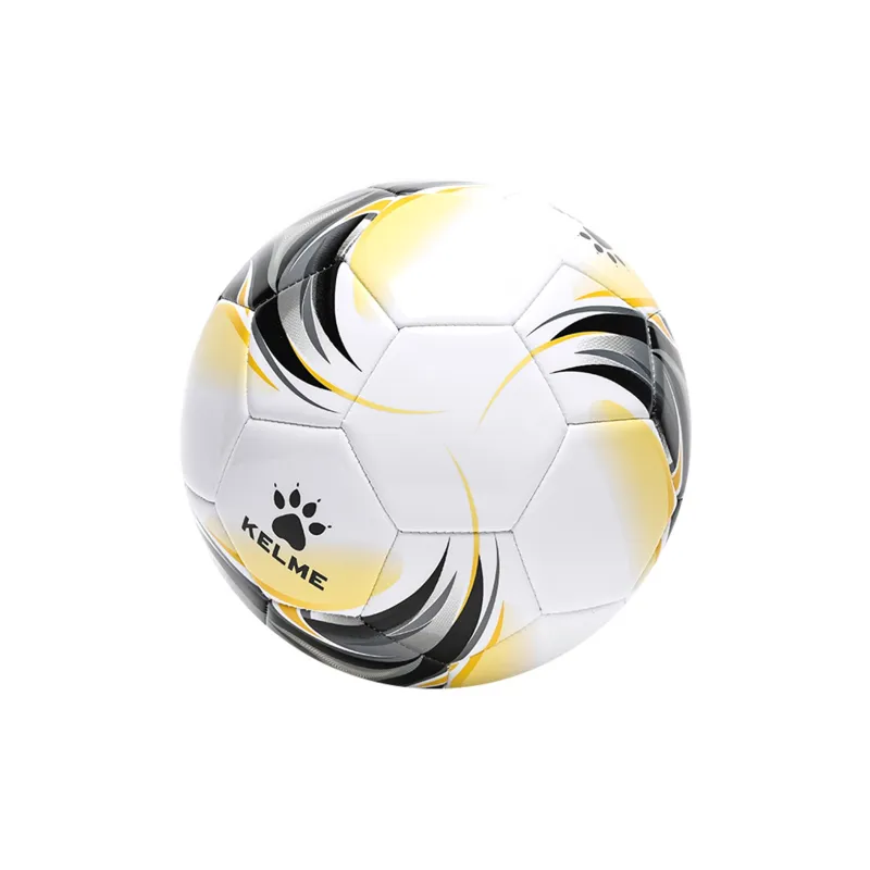 KELME Size 34, Size 5, Size Machine Stitched Soccer Ball PVC Unisex Black Gold-1