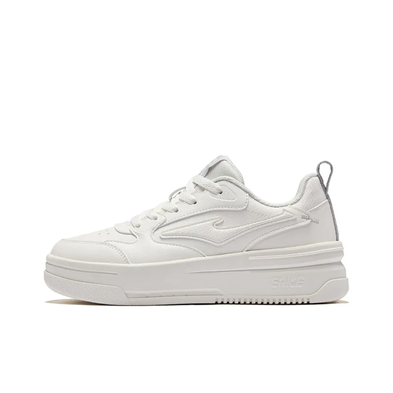 Erke Anti Slip Wear Resistant Low Top Skateboard Shoes Women's Microcrystal White-0