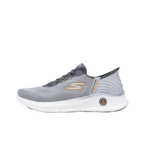 Skechers MEN'S GO WALK Low Top Casual Shoes Men's Gray White Orange