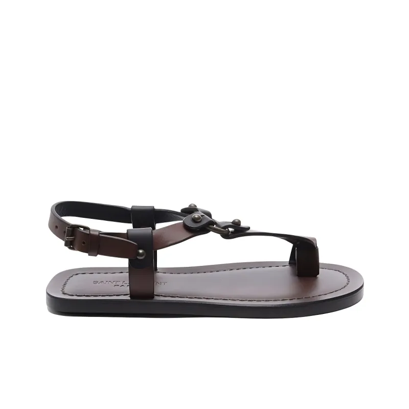 SAINT LAURENT Nu Pieds One Strap Sandals Women's Brown-1