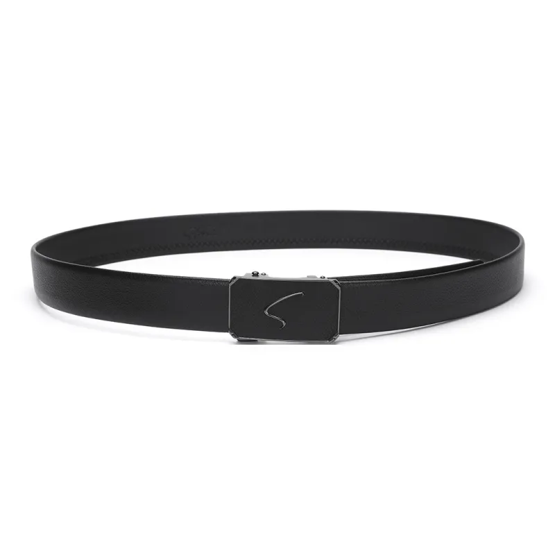 Satchi Cow Leather Belt Men's Black Width 35.5mm-3