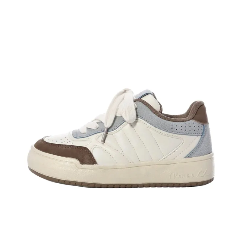 The New Age Family Anti Slip Wear Resistant Low Top Skateboard Shoes Women's Beige Brown-0