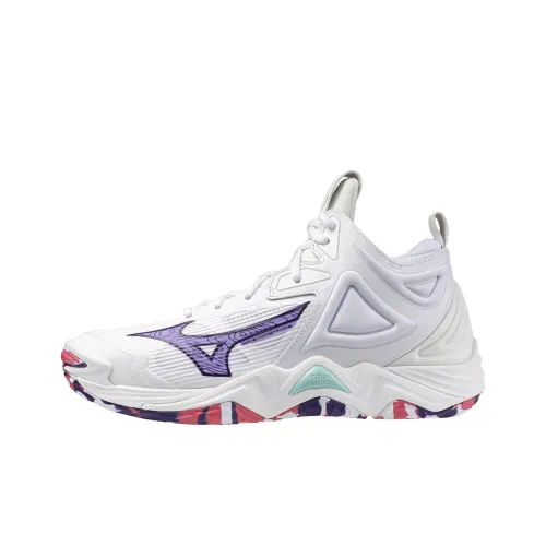 Mizuno Wave Momentum 3 Anti Slip Wear Resistant Mid Top Training Shoes Women's White