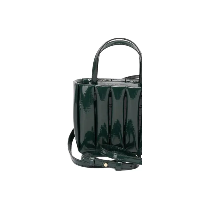 THEMOIRE Aria Patent Leather Handbag Mini Women's Dark Green-3