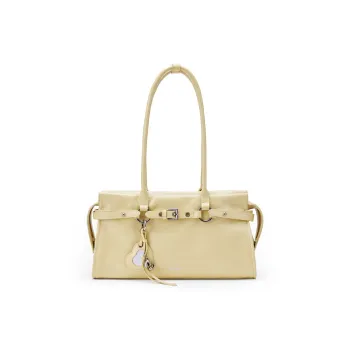 MCMIKO Split Cow Leather With Synthetic Leather Shoulder Bag Women's Cheese Yellow