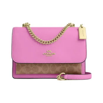 COACH Klare Signature Coated Canvas Bag, Crossbody Bag, Shoulder Bag Trumpets Women's Brown & Pink
