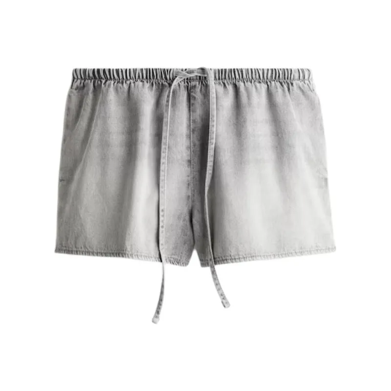 H&M Denim Shorts Women's Light Gray-0