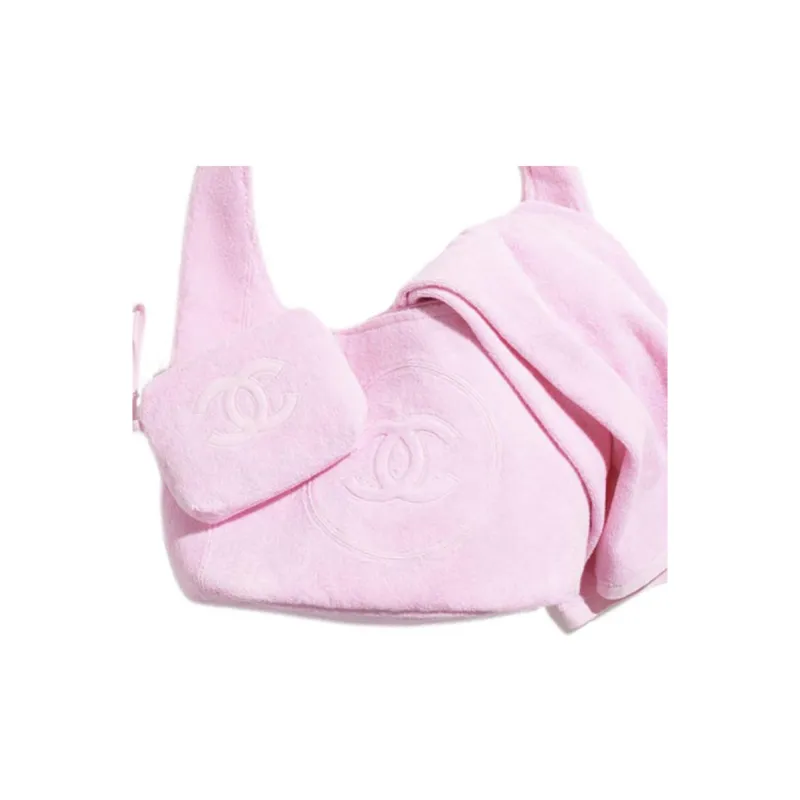CHANEL Coco Cotton Beach Bag Handbag Women's Pink-4