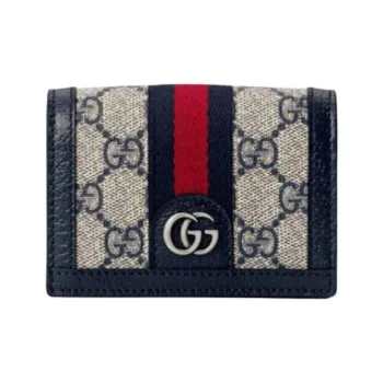 GUCCI Ophidia GG Supreme Canvas Wallet Unisex Beige & Blue