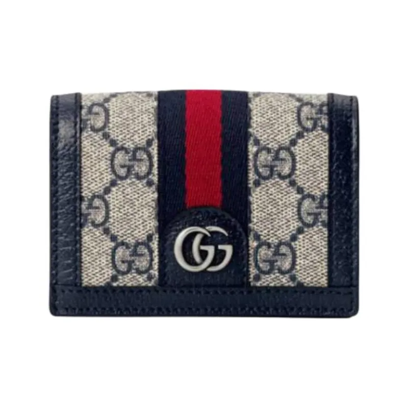 GUCCI Ophidia GG Supreme Canvas Wallet Unisex Beige & Blue-0