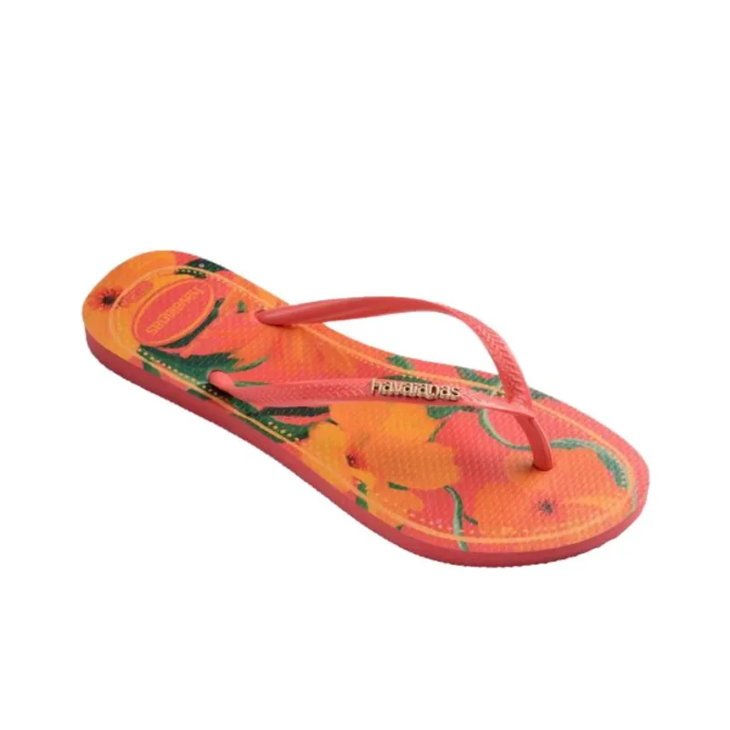 Havaianas Rubber Sole Abrasion Resistant Flip Flops Women's Orange-1