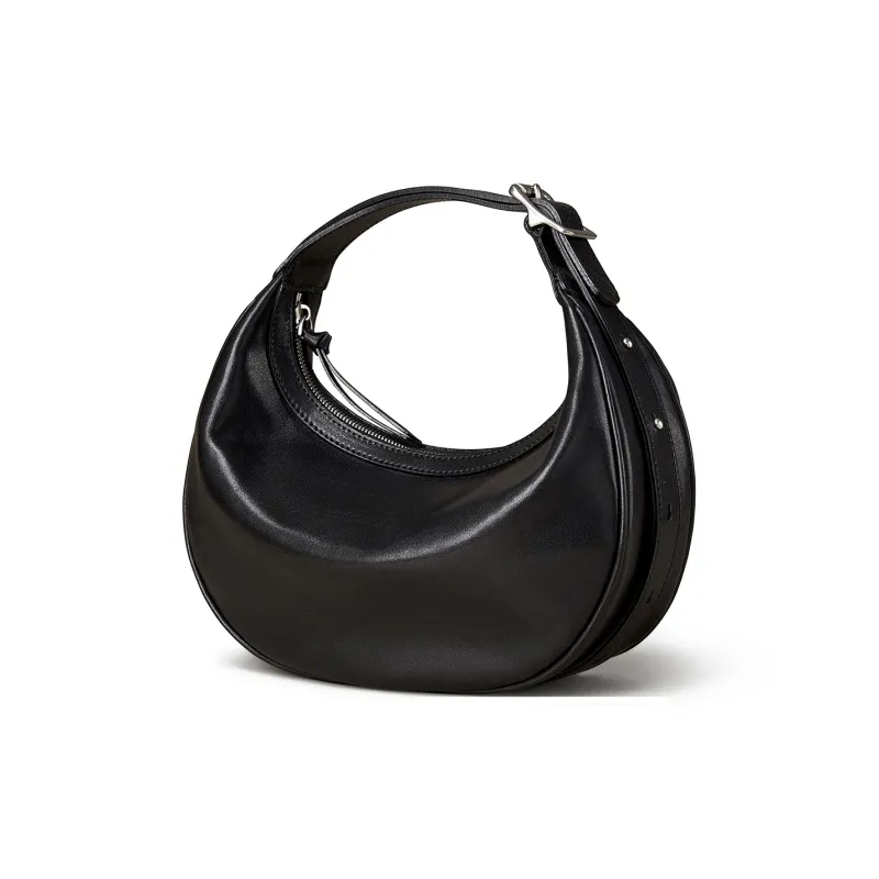 KAISER Top Grain Vegetable Tanned Cow Leather Underarm Shoulder Bag Women's Sunset Yellow/Coffee/Black-3