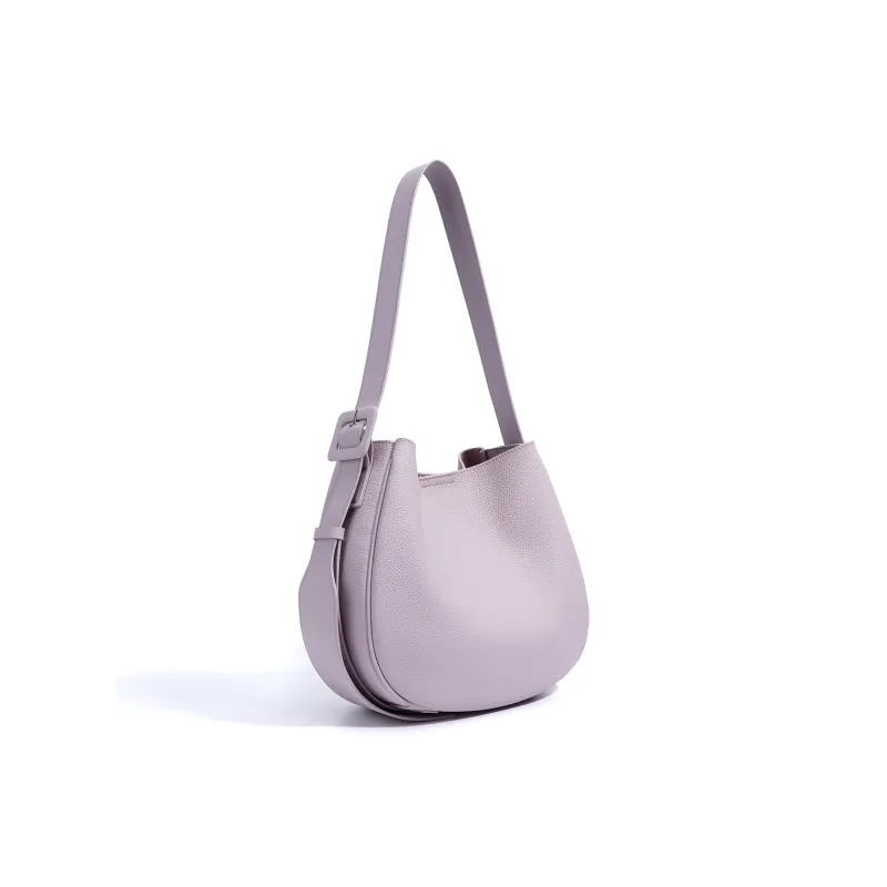 COURONNE Top Grain Cow Leather Tote Bag, Shoulder Bag Women's Black/White/Elephant Gray/Lavender-14