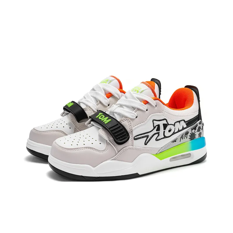 TALKING TOM Vintage Basketball Shoes Unisex Low Top Beige Orange/White/Gray Black-9