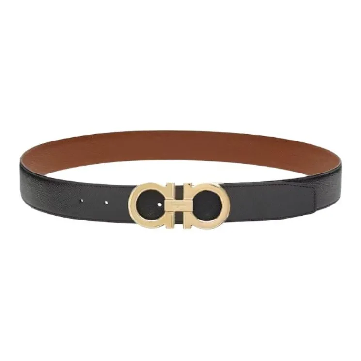FERRAGAMO Calfskin Leather Belts Unisex Black -0