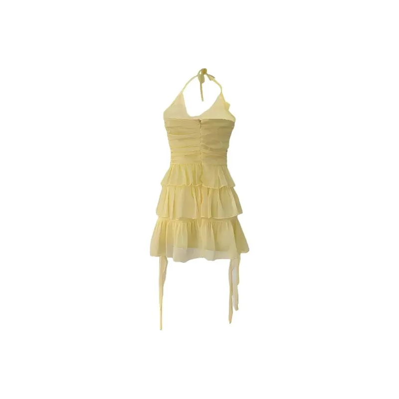 XUANSHU Slip Dresses Women's Yellow-1