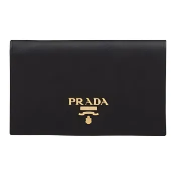 PRADA Saffiano Leather Wallet Trumpets Unisex Black