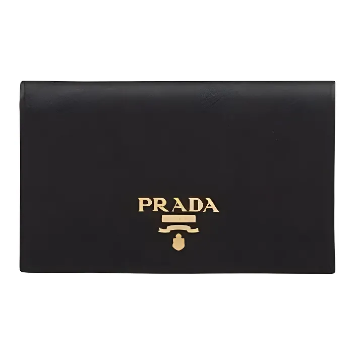 PRADA Saffiano Leather Wallet Trumpets Unisex Black-0