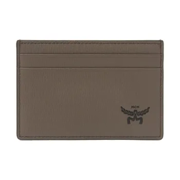 MCM Himmel Leather Card Holder Mini Men's Gray