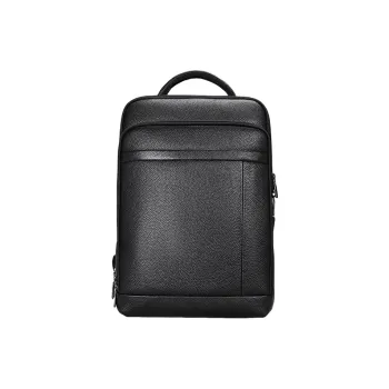 PESASRIE Cow Leather Backpack Men's Black