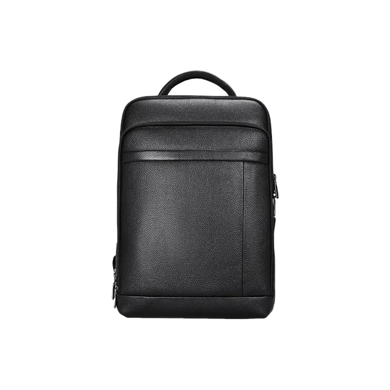 PESASRIE Cow Leather Backpack Men's Black-0