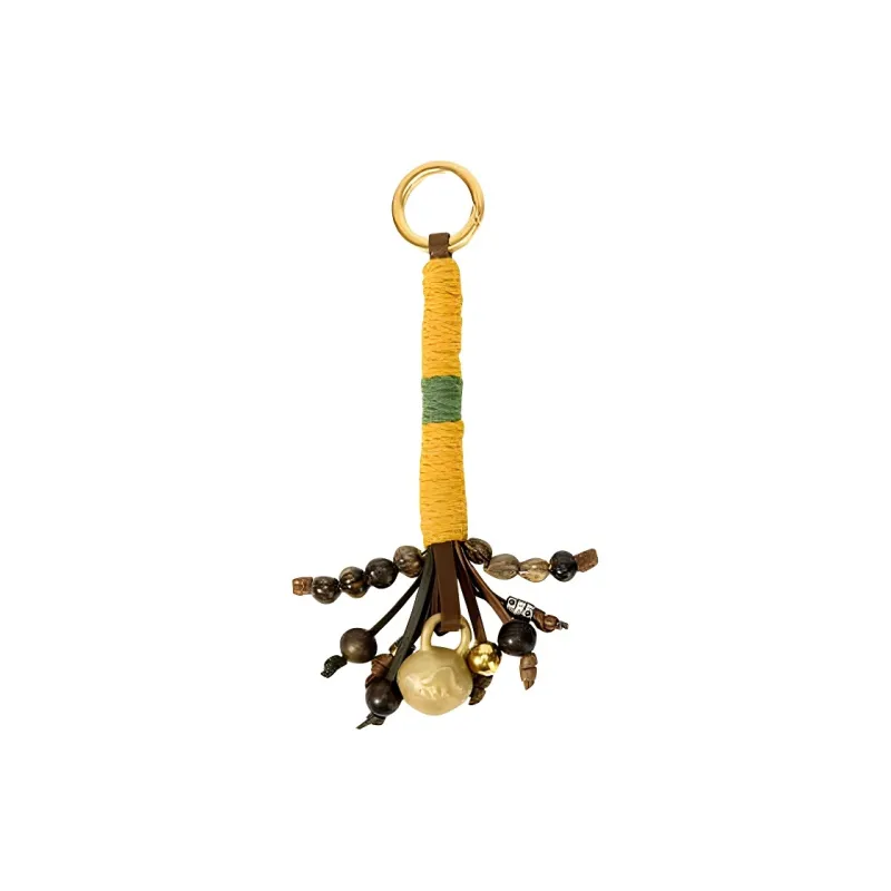 Songmont Cow Leather With Fabric Bag Charm Bag Merch Unisex Yellow Green & Brown Blue Color Block-0