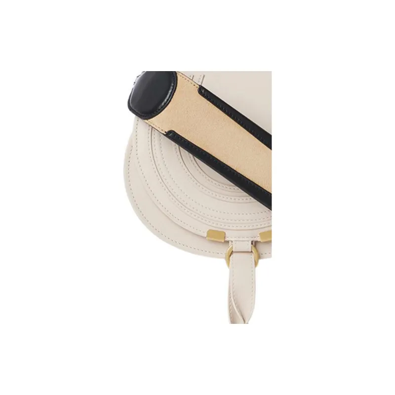 Chloe Marcie Calfskin Saddle Bag, Shoulder Bag, Crossbody Bag Trumpets Women's Beige/Nude-3