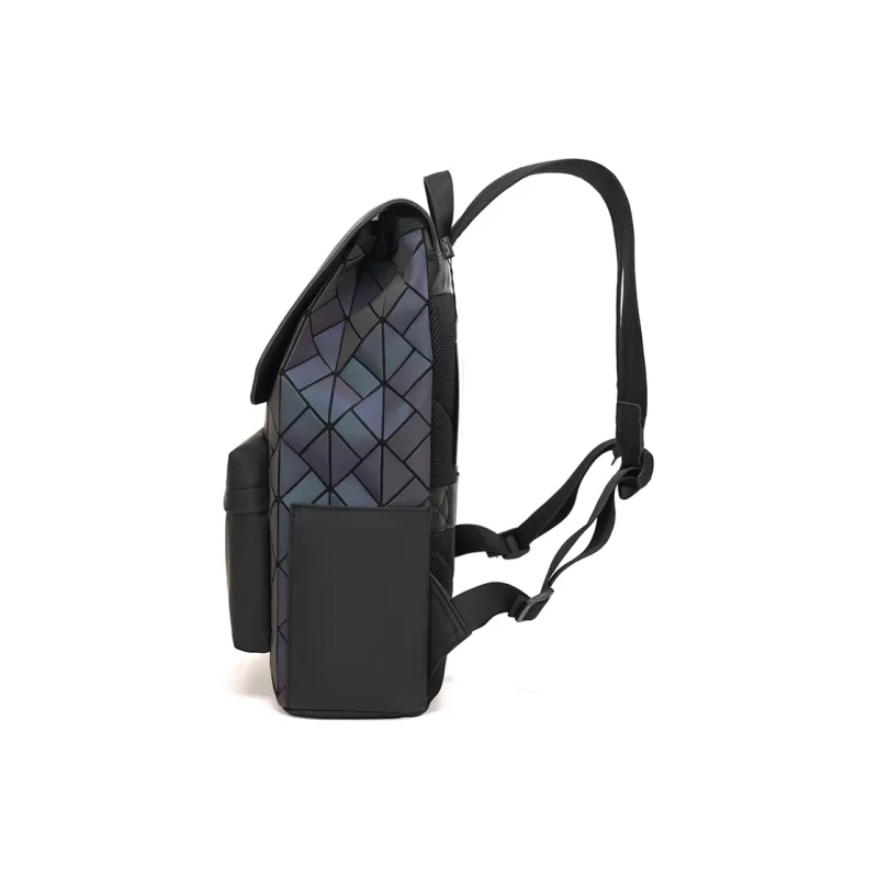 Kewuku Artificial Leather Backpack Unisex Black/Multicolor/Champagne-12