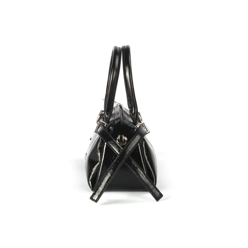 AQUASCUTUM Top Grain Cow Leather Boston Bag, Shoulder Bag, Crossbody Bag, Handbag Regular Women's Black-3