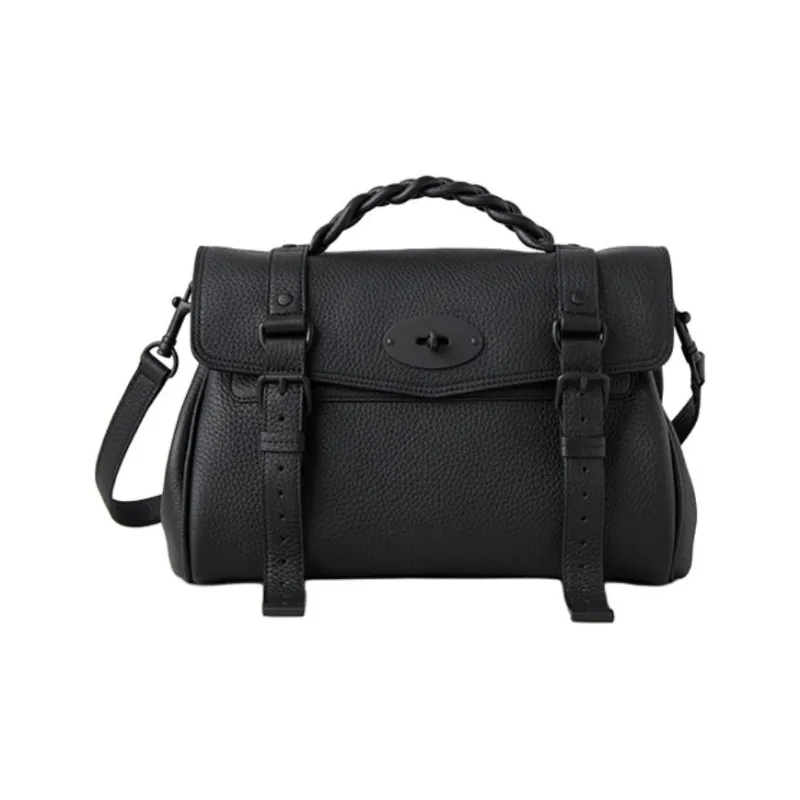 Mulberry Alexa Cow Leather Shoulder Bag, Crossbody Bag, Handbag Medium Size Women's Black-0