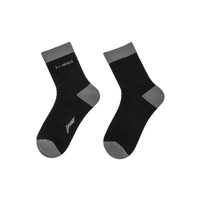 LiNing Sports Life Collection Mid Calf Socks Unisex 1 Pack Black-2