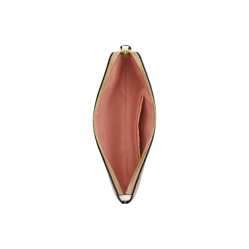 COACH Corner Zip Coated Canvas Clutch Tubas Women's Gold & Sand Multicolor-1