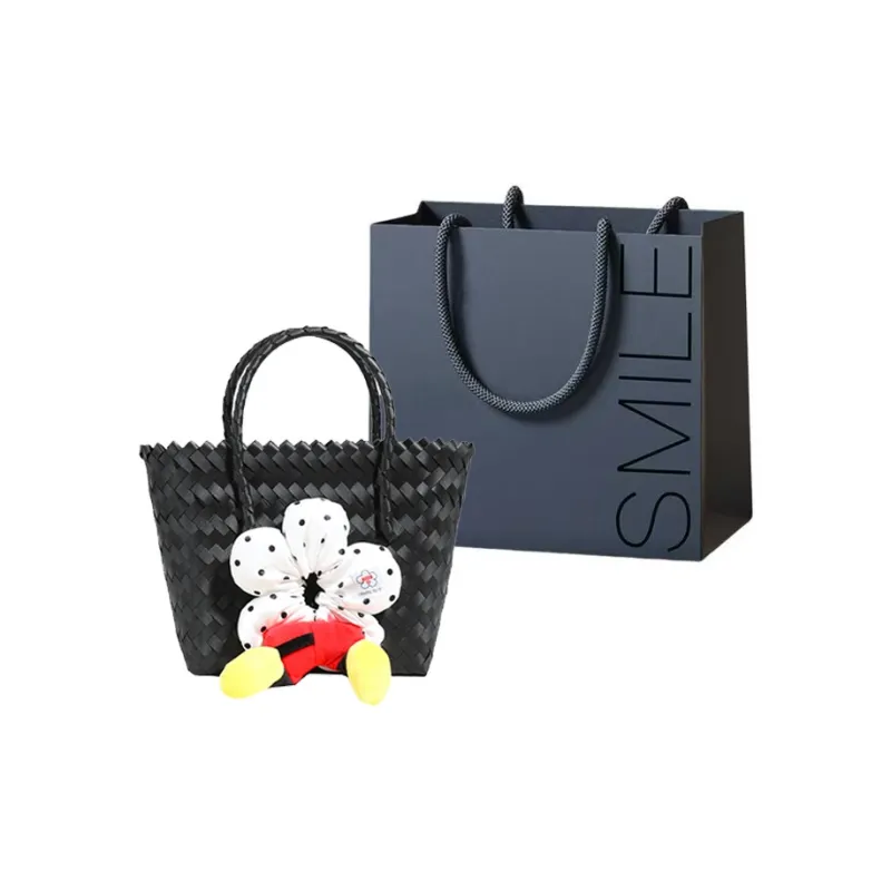 Rainbow Girl Woven Handbag Women's Black-14