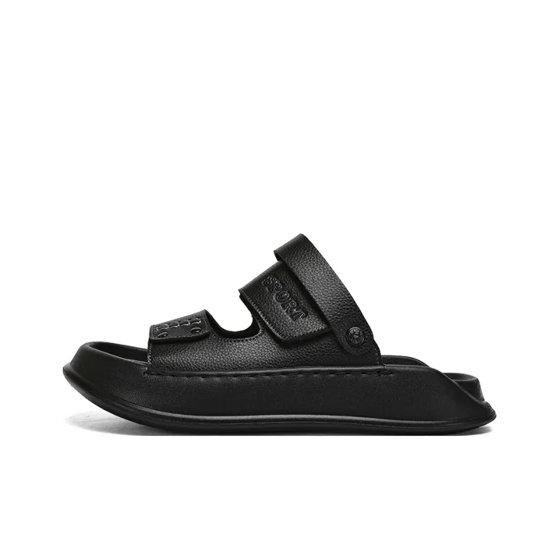 Shiozawa Beach Sandals Men Black Khaki-0