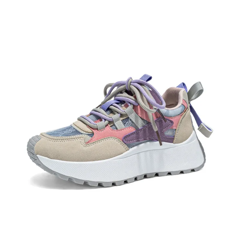 Gai Renpu Slip Resistant, Abrasion Resistant, Breathable Low Top Chunky Sneakers Women's-1
