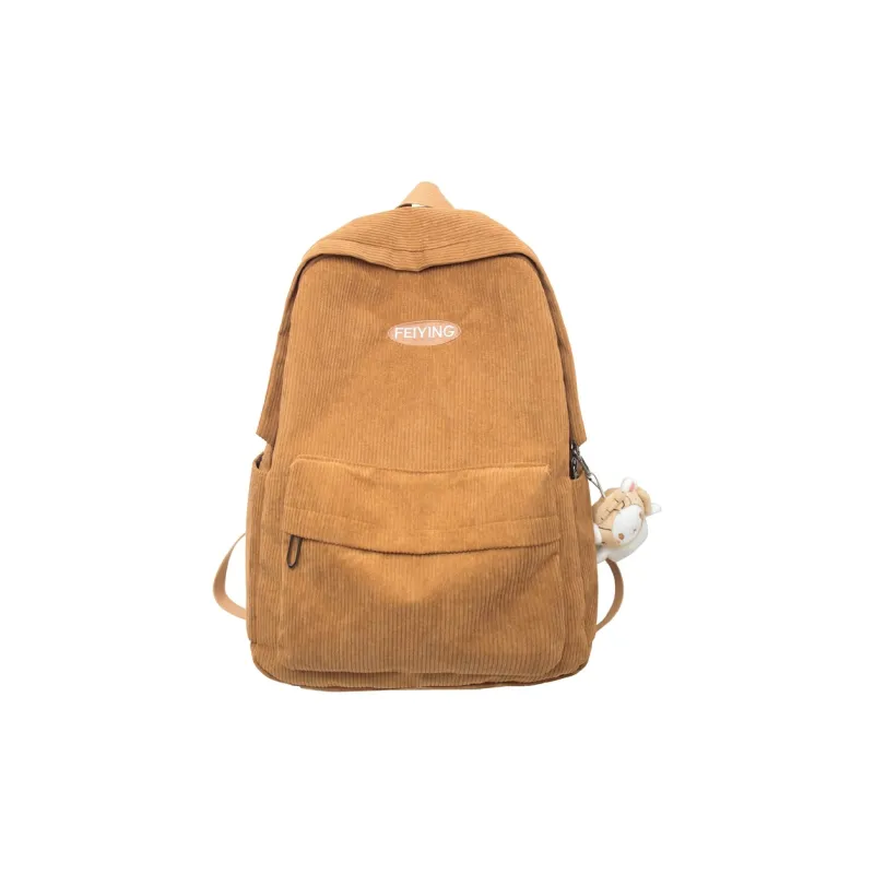 BUBM Corduroy Backpack Regular Unisex Black/Khaki/Brown/Gray-4