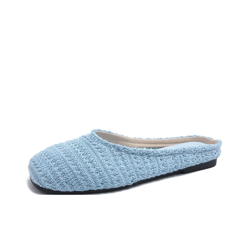 AJPAP Rubber Sole Woven Closed Toe Slippers Women's-15