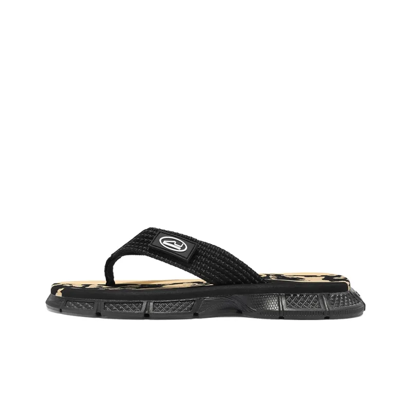 QIUTEXIONG Leather Patchwork Abrasion Resistant Slip Resistant Flip Flops Men's-5