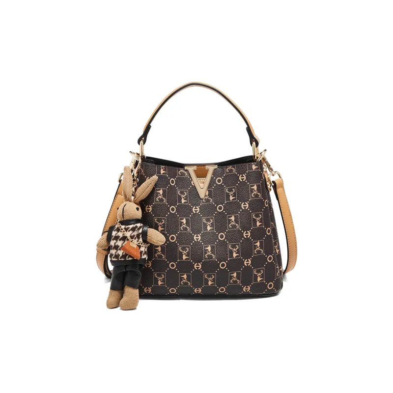 FOXER Synthetic Leather Handbag Women's Coffee-1
